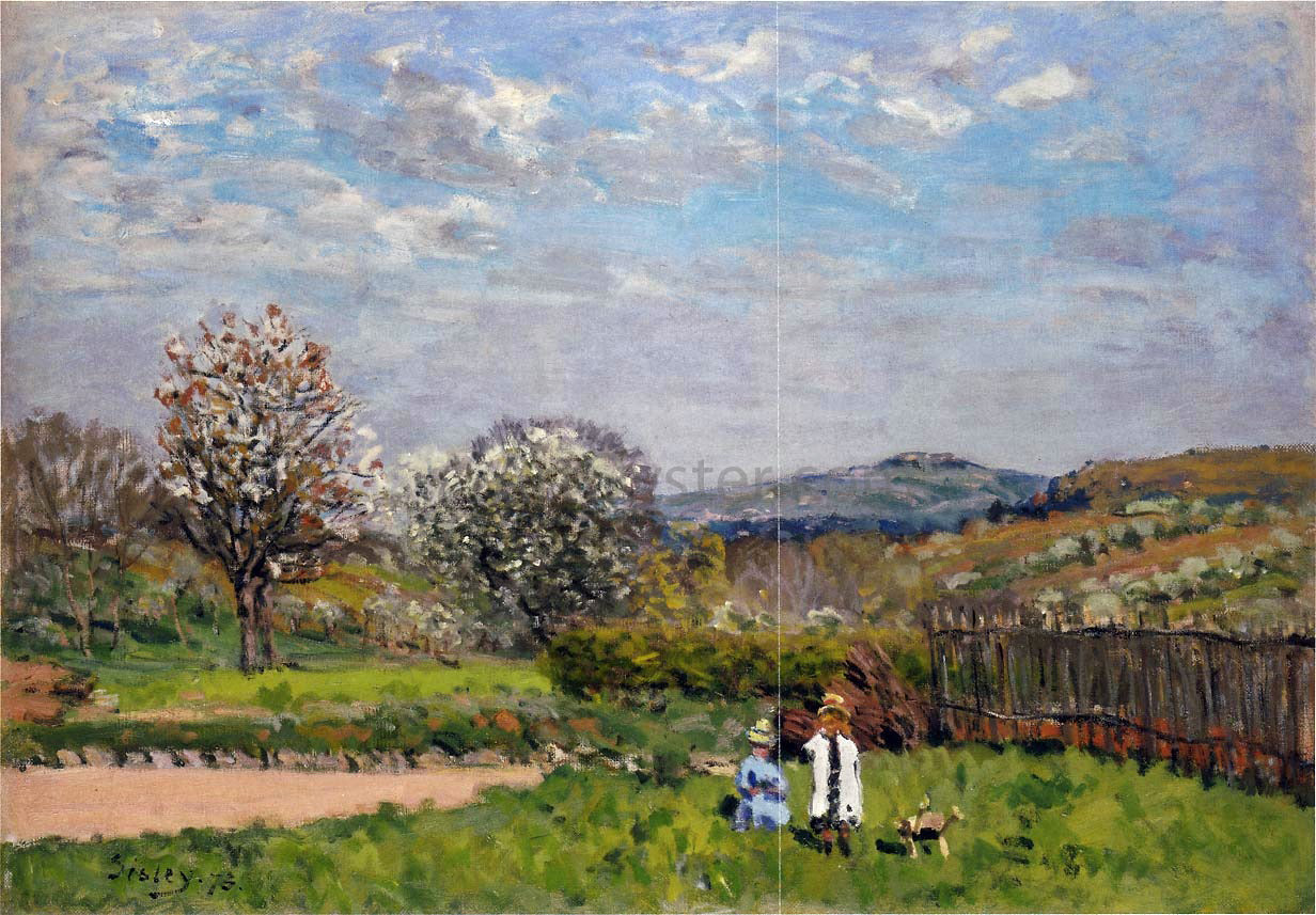 Alfred Sisley Children Playing in the Fields - Hand Painted Oil Painting