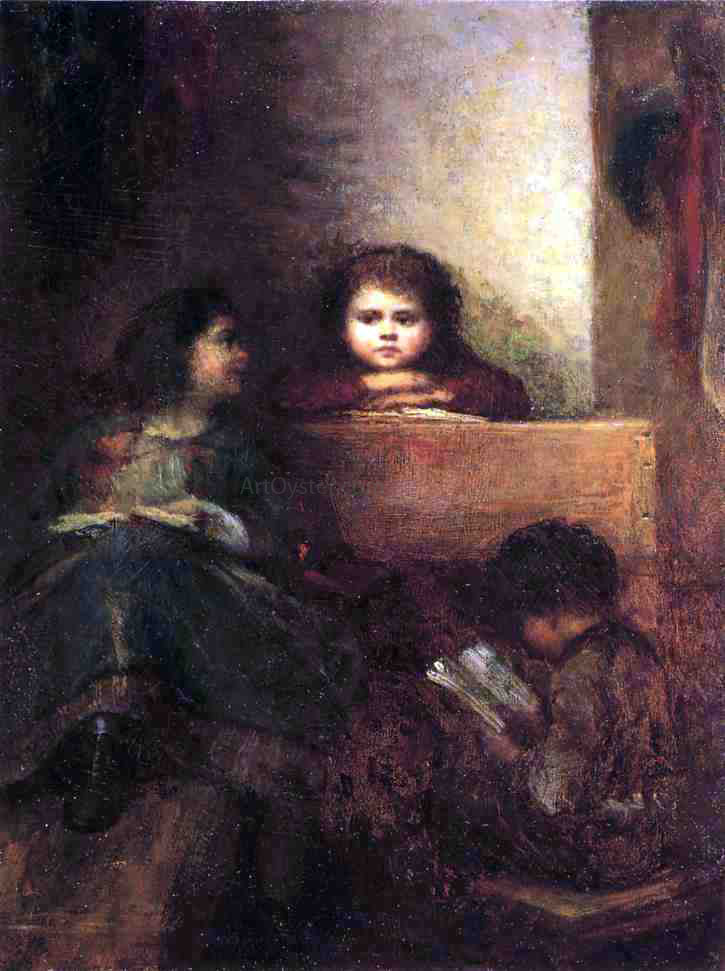 Eastman Johnson Children Reading - Hand Painted Oil Painting