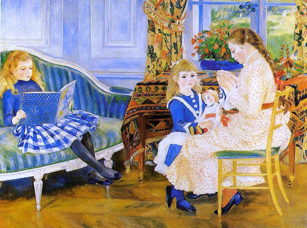 Pierre Auguste Renoir Children's Afternoon at Wargemont (also known as Marguerite, Lucie and Marthe Barard) - Hand Painted Oil Painting