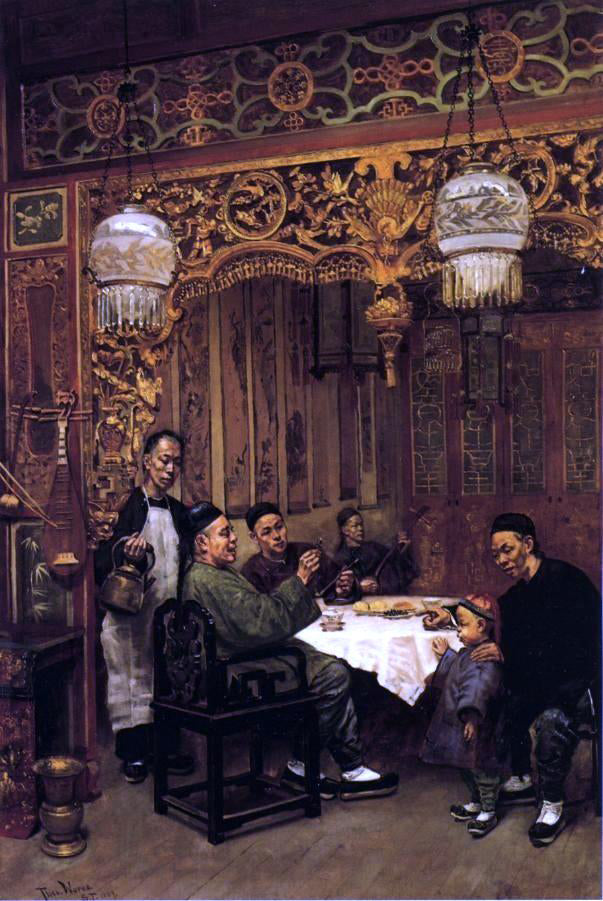 Theodore Wores Chinese Restaurant - Hand Painted Oil Painting