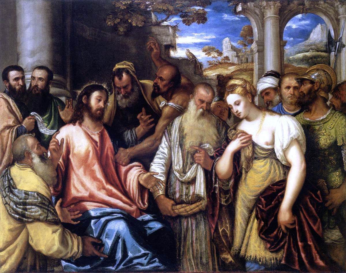 Polidoro Da lanciano Christ and the Adulteress - Hand Painted Oil Painting