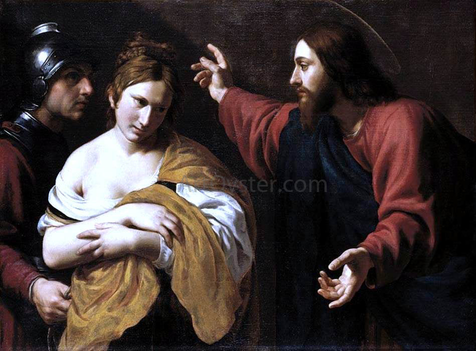Alessandro Turchi Christ and the Woman Taken in Adultery - Hand Painted Oil Painting