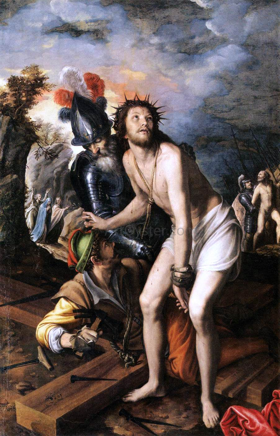 Vincenzo Campi Christ Being Nailed to the Cross - Hand Painted Oil Painting