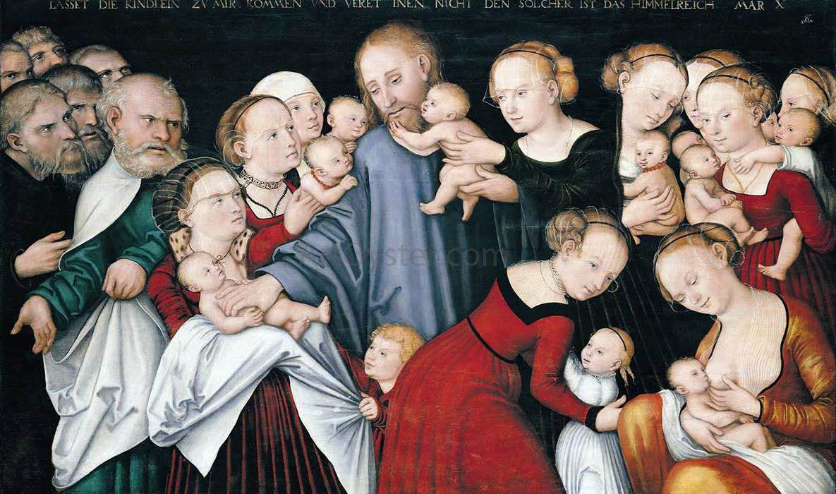 The Younger Lucas Cranach Christ Blessing the Children - Hand Painted Oil Painting