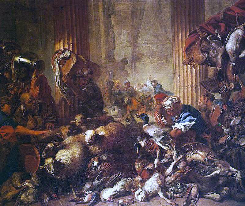 Giovanni Benedetto Castiglione Christ Chasing the Moneylenders from the Temple - Hand Painted Oil Painting