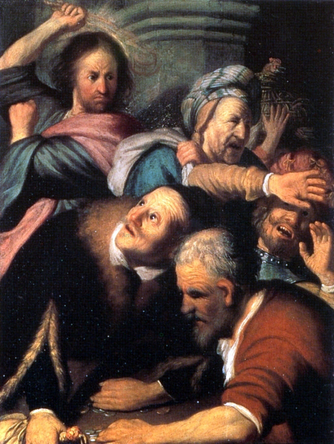  Rembrandt Van Rijn Christ Driving The Money Changers from the Temple - Hand Painted Oil Painting
