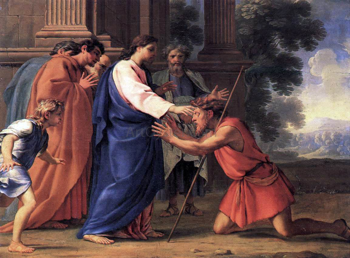 Eustache Le Sueur Christ Healing the Blind Man - Hand Painted Oil Painting