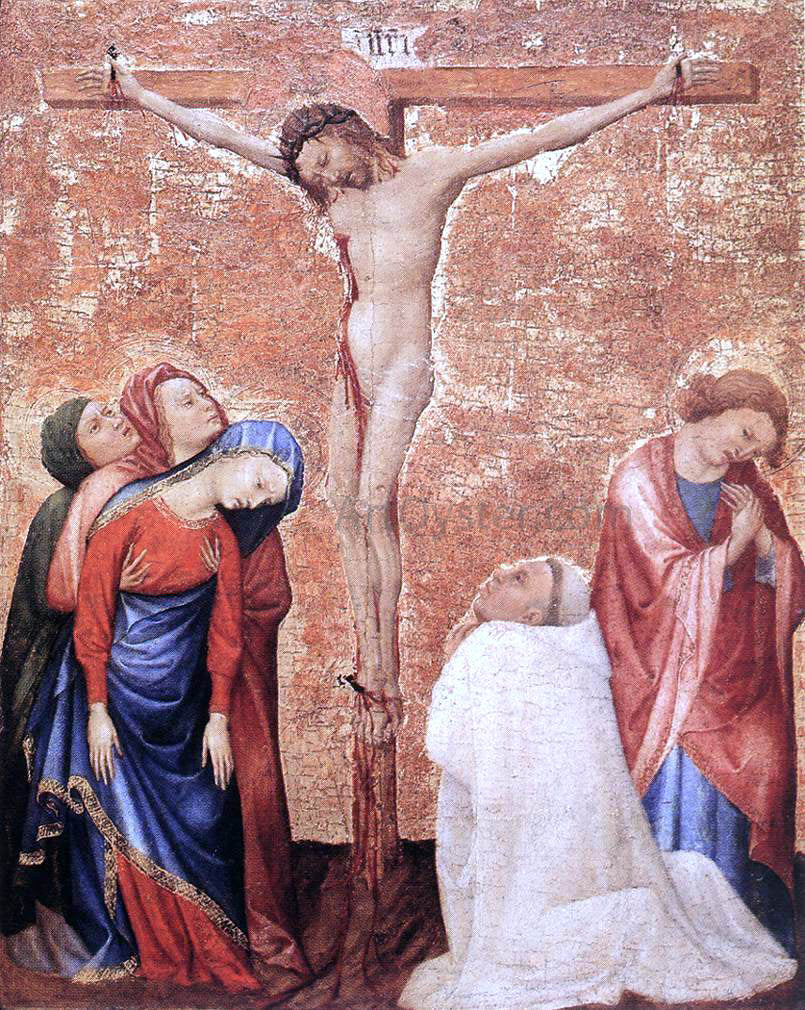 Jean De beaumetz Christ on the Cross with a Carthusian Monk - Hand Painted Oil Painting