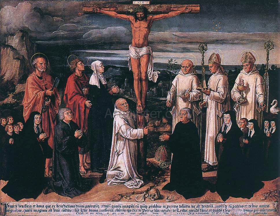 Anton Woensam Von Worms Christ on the Cross with Carthusian Saints - Hand Painted Oil Painting