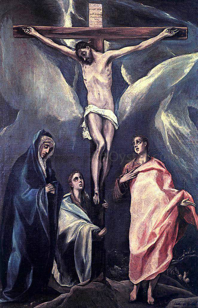El Greco Christ on the Cross with the Two Maries and St John - Hand Painted Oil Painting