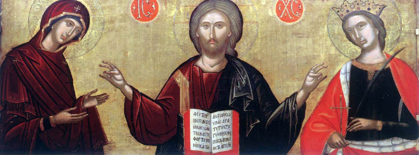 Unknown Painters Masters Christ with the Mother of God and St Catherine - Hand Painted Oil Painting