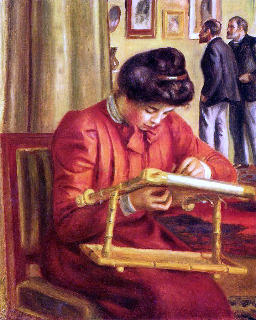 Pierre Auguste Renoir Christine Lerolle Embroidering - Hand Painted Oil Painting