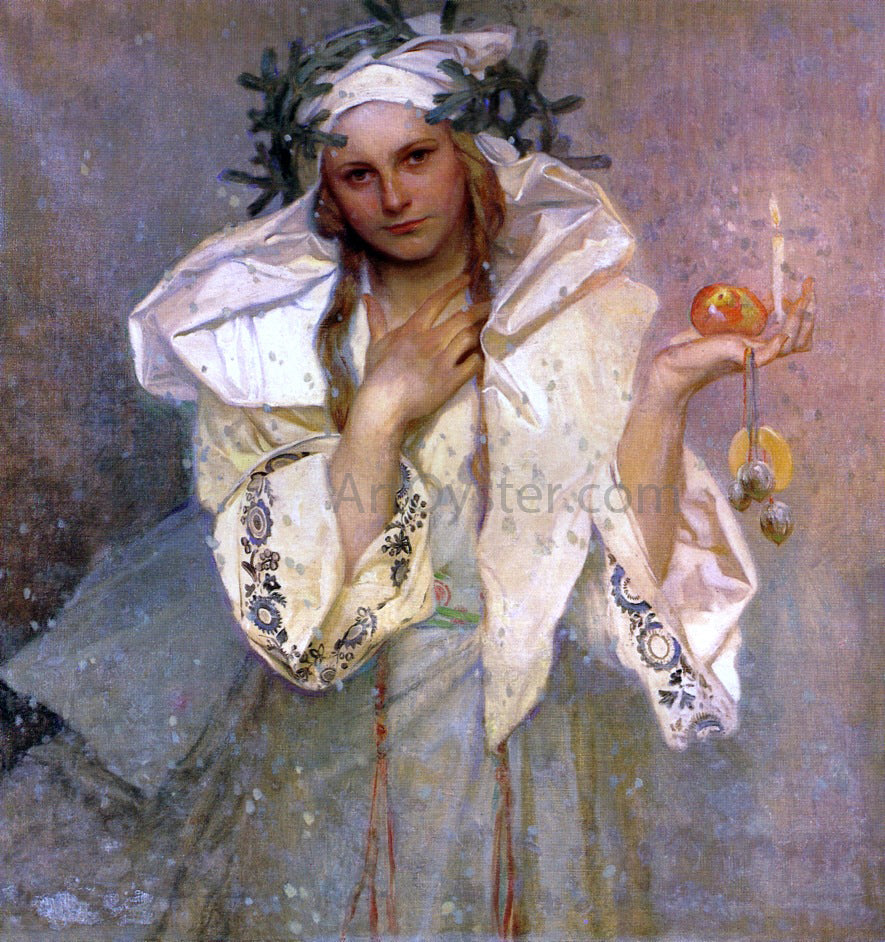 Alphonse Maria Mucha A Christmas in America - Hand Painted Oil Painting