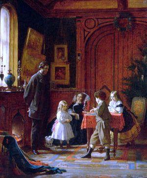 Eastman Johnson Christmas-Time, The Blodgett Family - Hand Painted Oil Painting