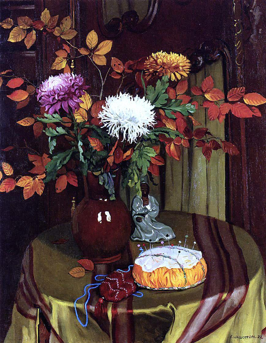 Felix Vallotton Chrysanthemums and Autumn Foliage - Hand Painted Oil Painting