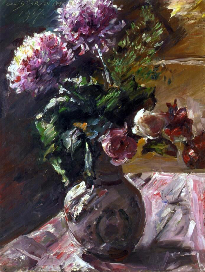 Lovis Corinth Chrysanthemums and Roses in a Jug - Hand Painted Oil Painting