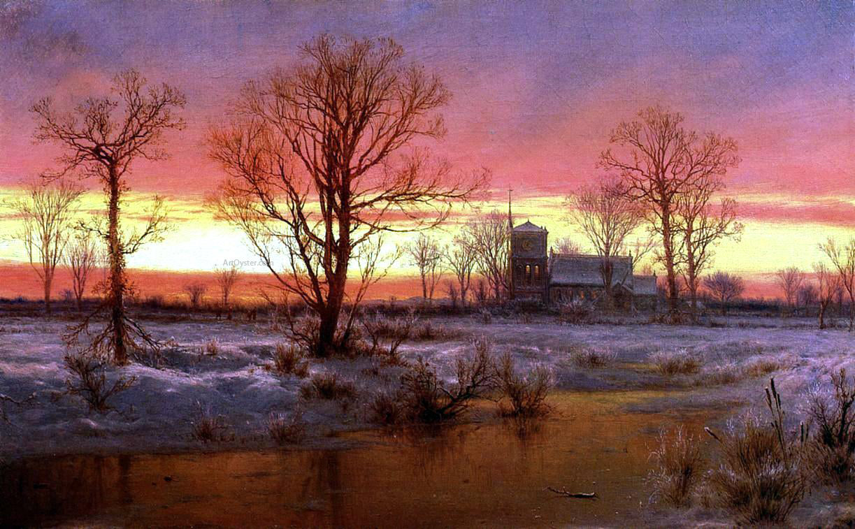 Louis Remy Mignot Church at Dusk - Hand Painted Oil Painting