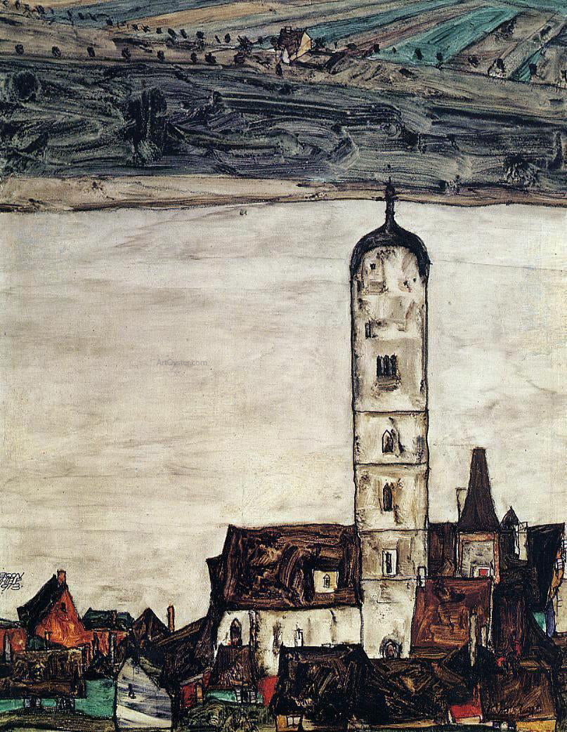 Egon Schiele Church in Stein on the Danube - Hand Painted Oil Painting