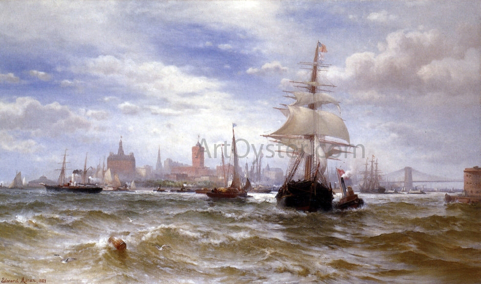 Edward Moran City and Harbor of New York - Hand Painted Oil Painting