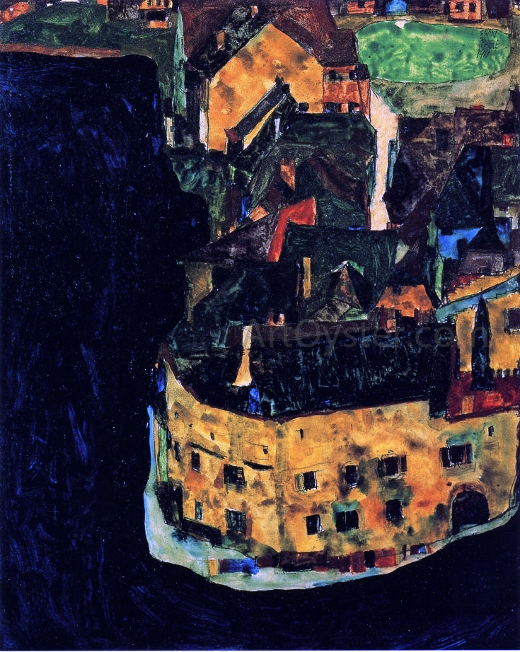 Egon Schiele City on the Blue River - Hand Painted Oil Painting