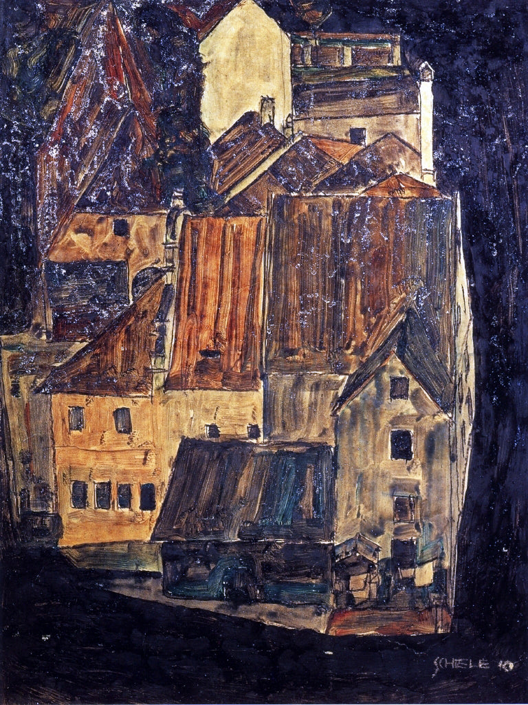 Egon Schiele City on the Blue River I - Hand Painted Oil Painting