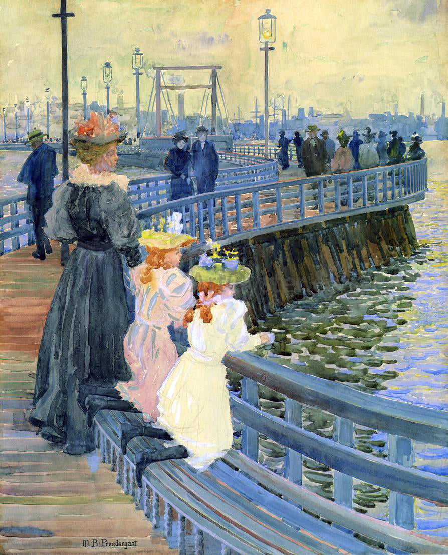 Maurice Prendergast City Point Bridge - Hand Painted Oil Painting