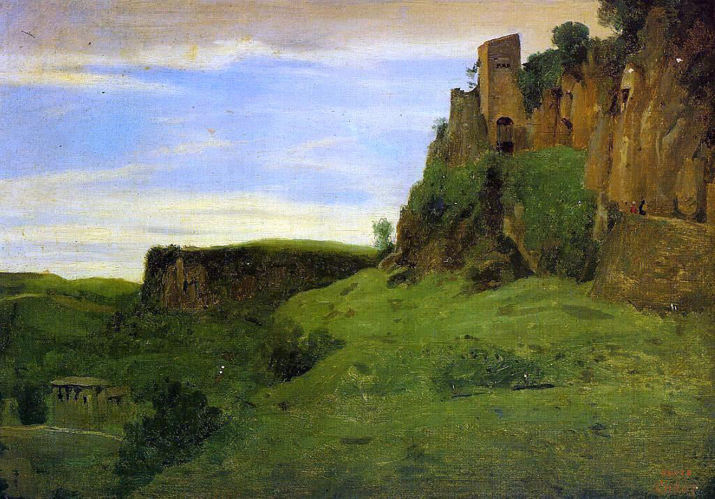  Jean-Baptiste-Camille Corot Civita Castelland - Buildings High in the Rocks (also known as La Porta San Salvatore) - Hand Painted Oil Painting