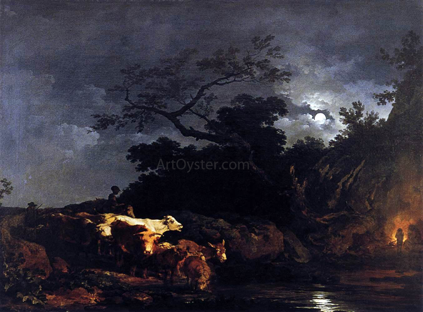 Philip Jacques De Loutherbourg Clair de Lune (Moonlight) - Hand Painted Oil Painting