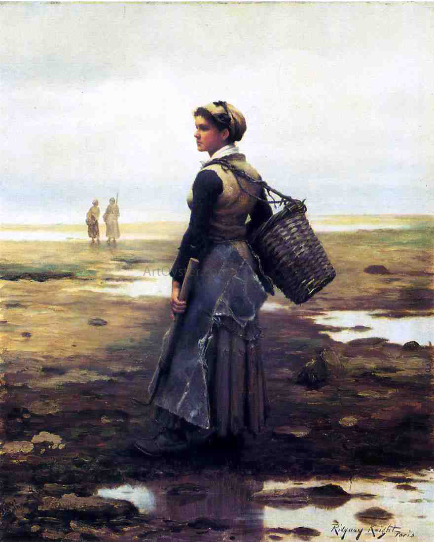 Daniel Ridgway Knight Clamming - Hand Painted Oil Painting