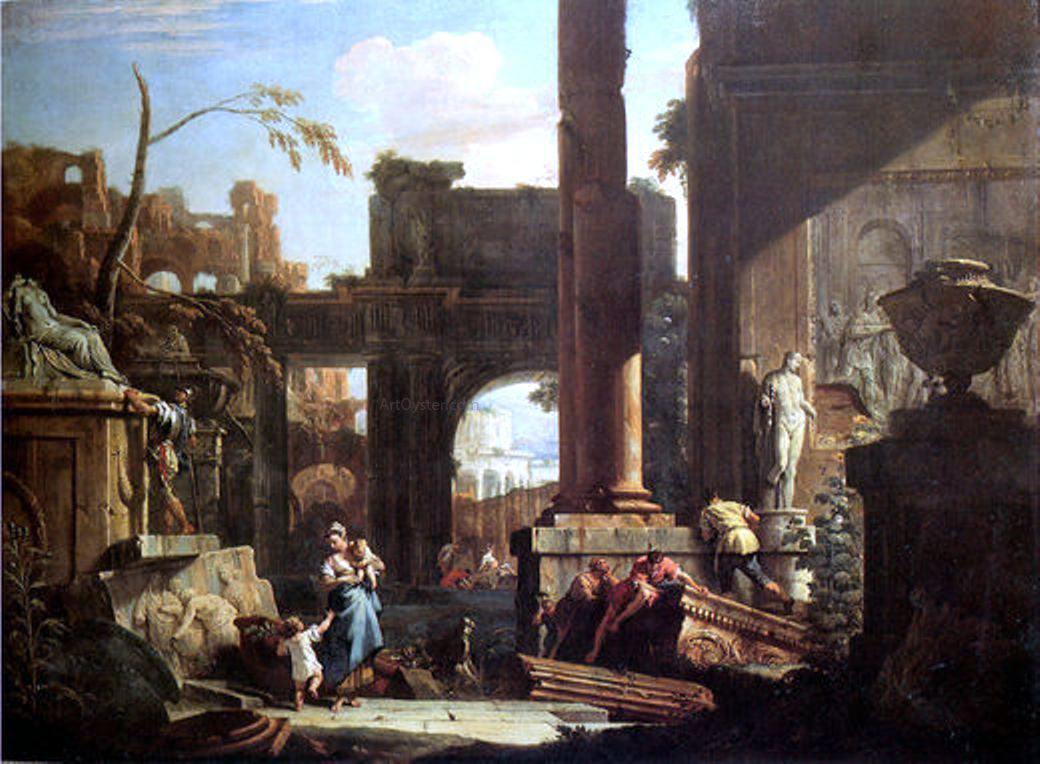  Sebastiano Ricci Classical Ruins and Figures - Hand Painted Oil Painting