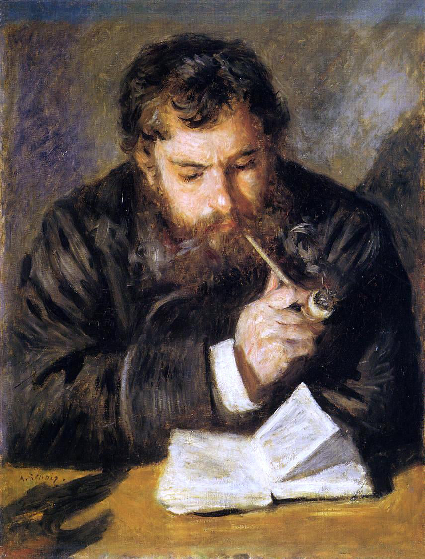 Pierre Auguste Renoir Claude Monet (also known as The Reader) - Hand Painted Oil Painting