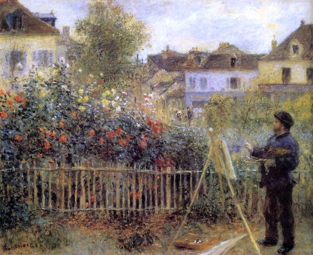 Pierre Auguste Renoir Claude Monet Painting in His Garden at Argenteuil - Hand Painted Oil Painting