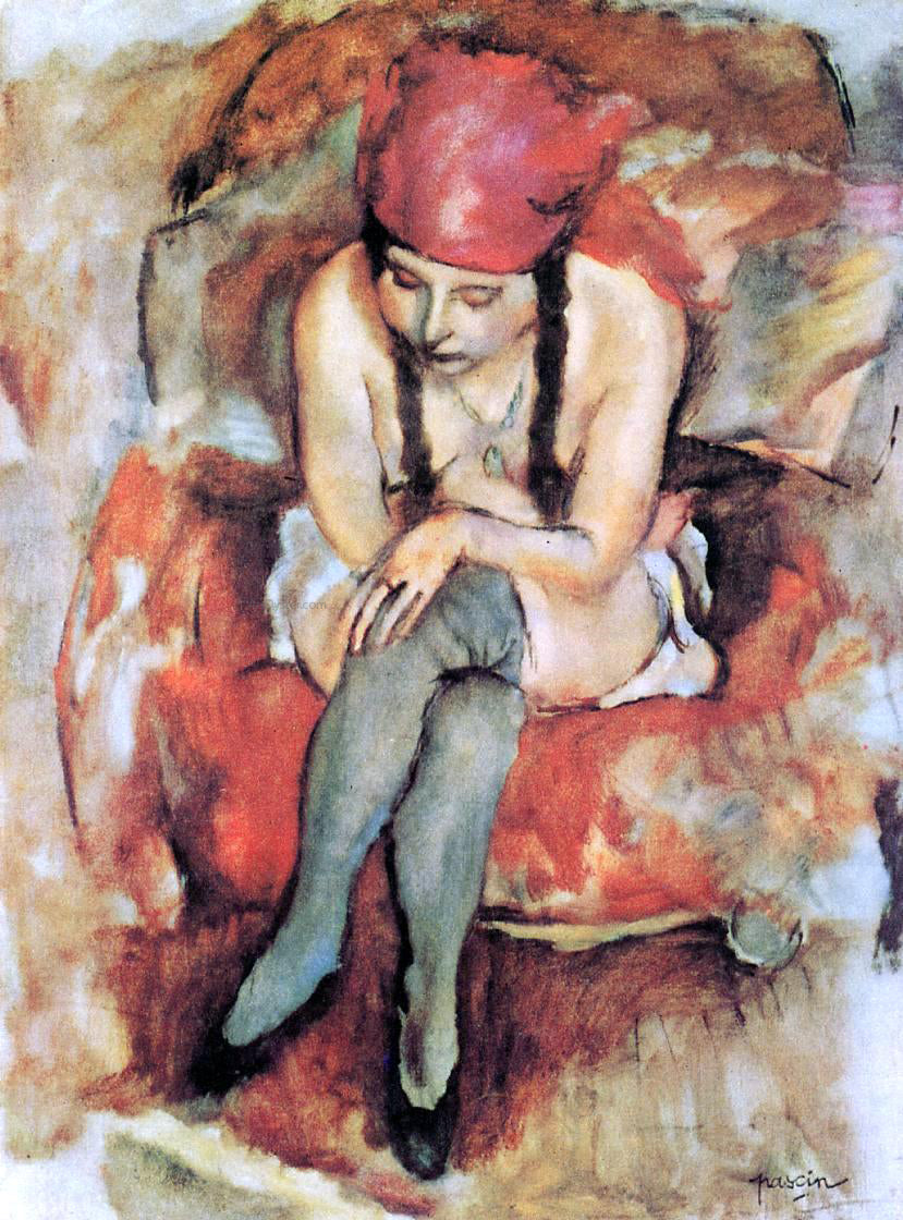 Jules Pascin Claudine Resting - Hand Painted Oil Painting