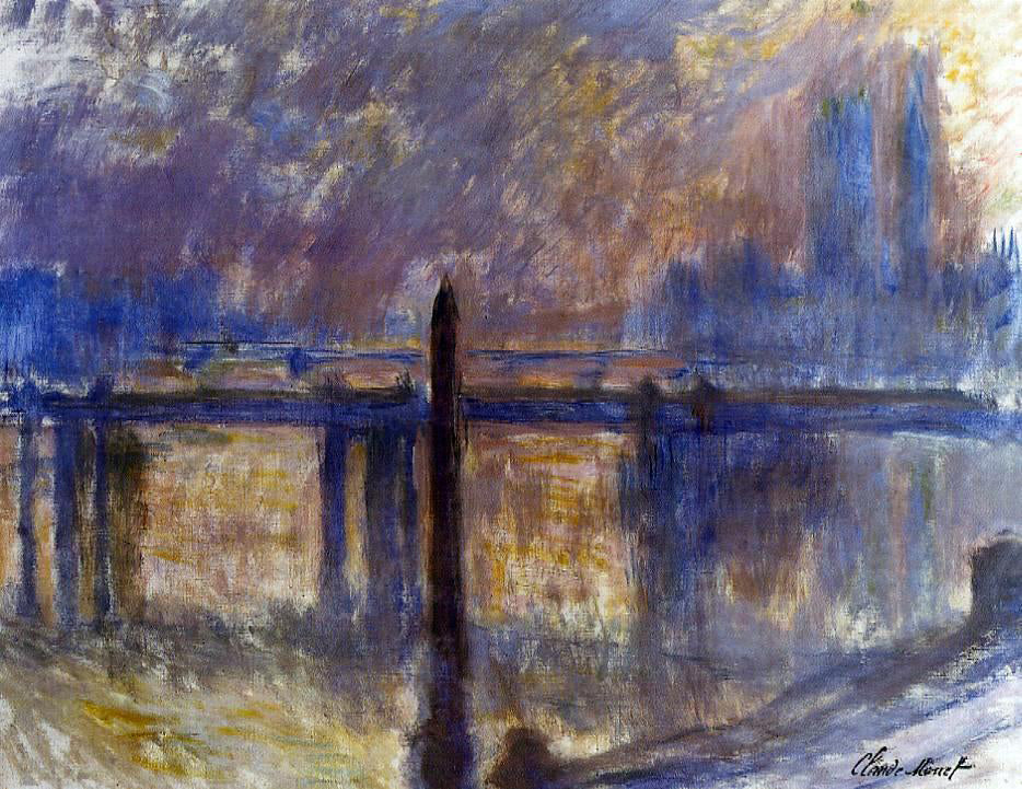 Claude Oscar Monet Cleopatra's Needle and Charing Cross Bridge - Hand Painted Oil Painting