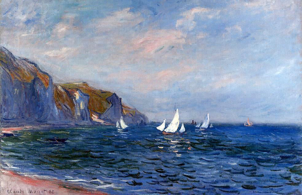 Claude Oscar Monet Cliffs and Sailboats at Pourville - Hand Painted Oil Painting