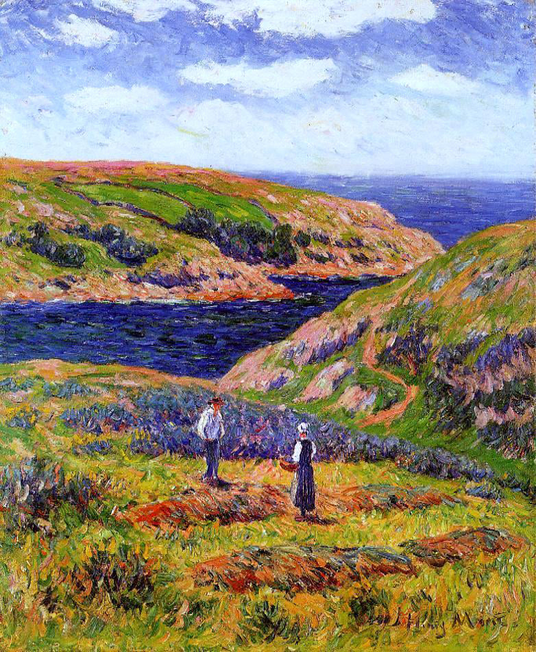 Henri Moret Cliffs at Clohars, Carnoet - Hand Painted Oil Painting