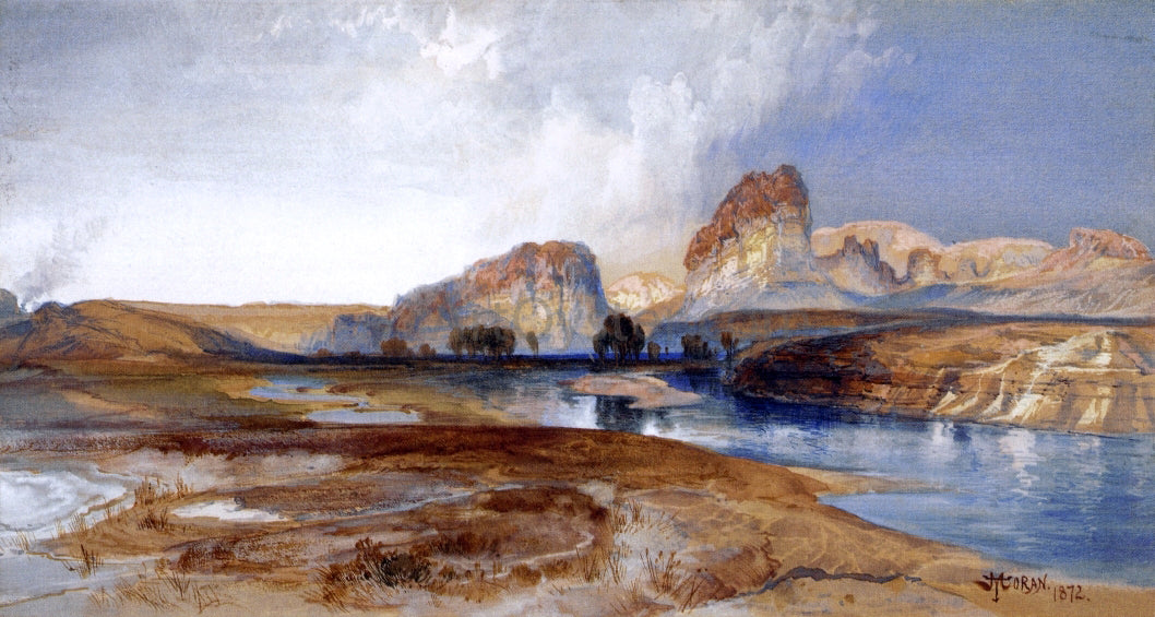 Thomas Moran Cliffs, Green River, Wyoming - Hand Painted Oil Painting