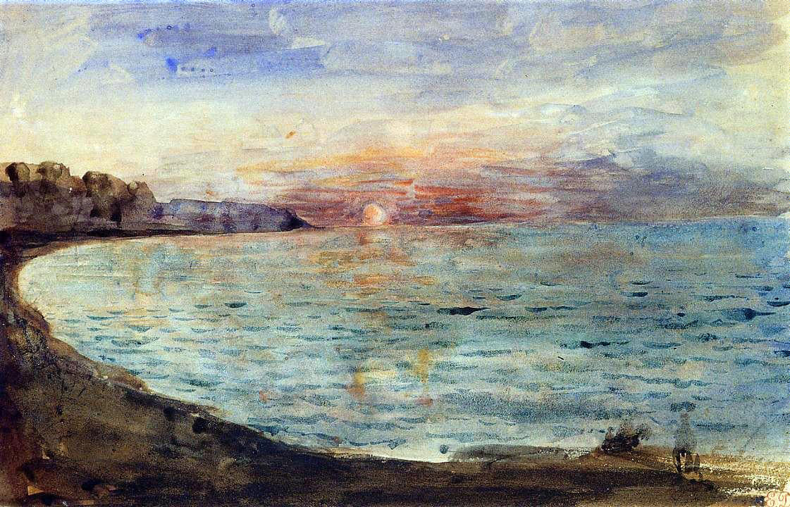 Eugene Delacroix Cliffs near Dieppe - Hand Painted Oil Painting