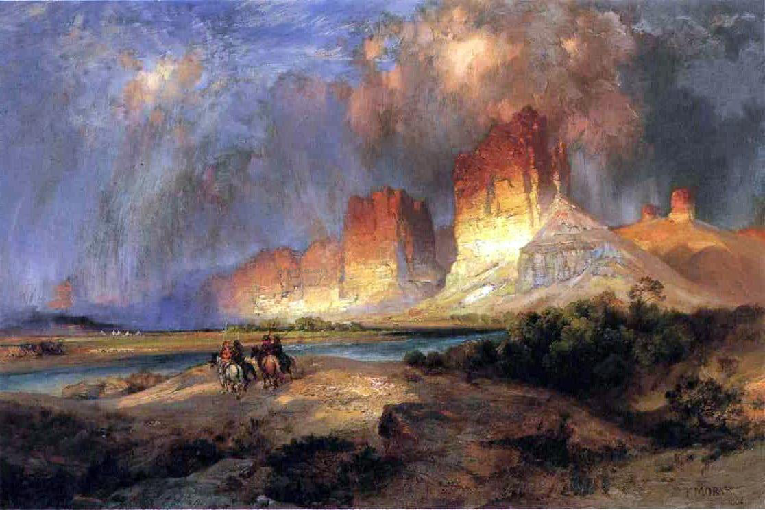 Thomas Moran Cliffs of the Upper Colorado River - Hand Painted Oil Painting
