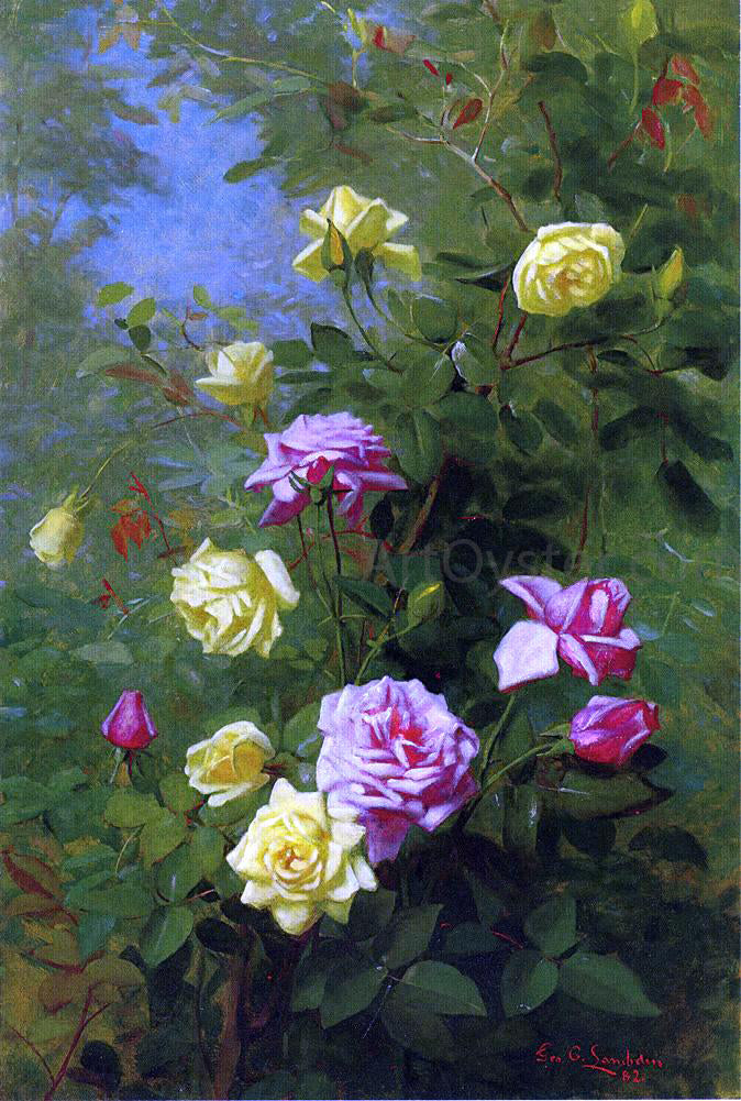 George Cochran Lambdin Climbing Roses - Hand Painted Oil Painting