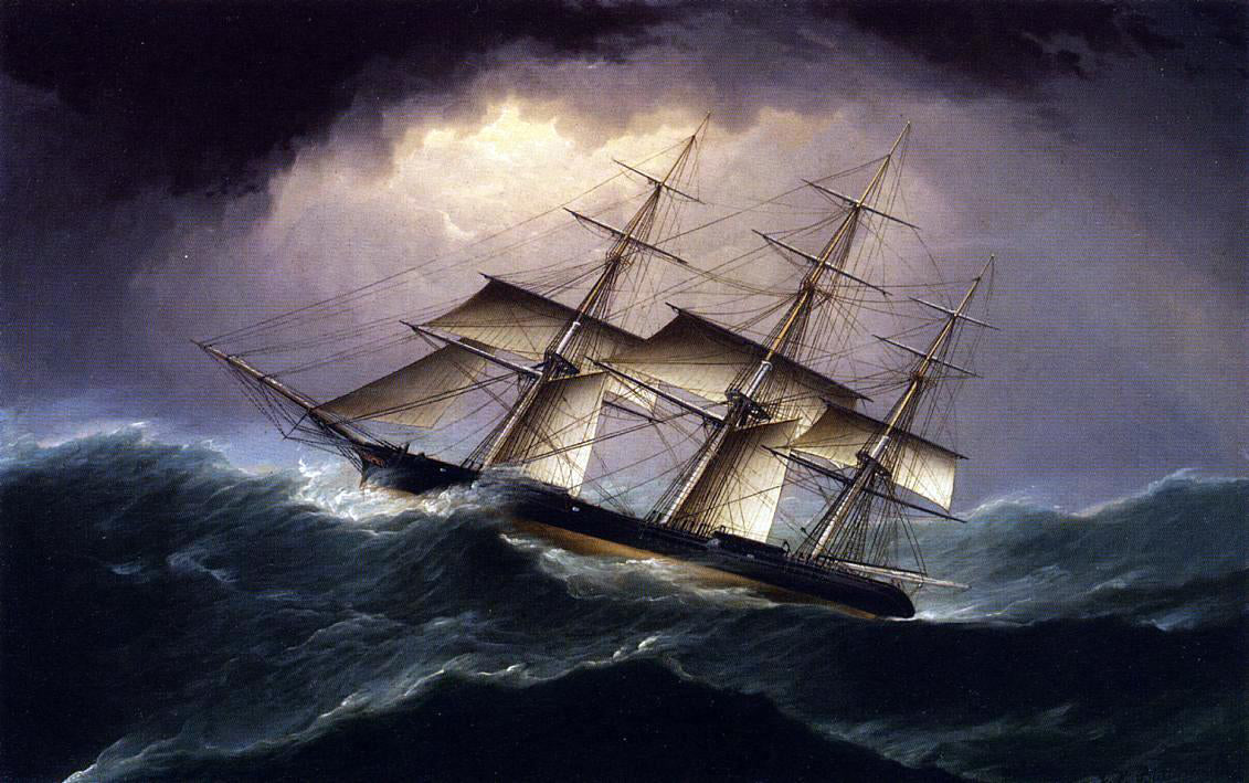 James E Buttersworth Clipper in a Heavy Sea - Hand Painted Oil Painting