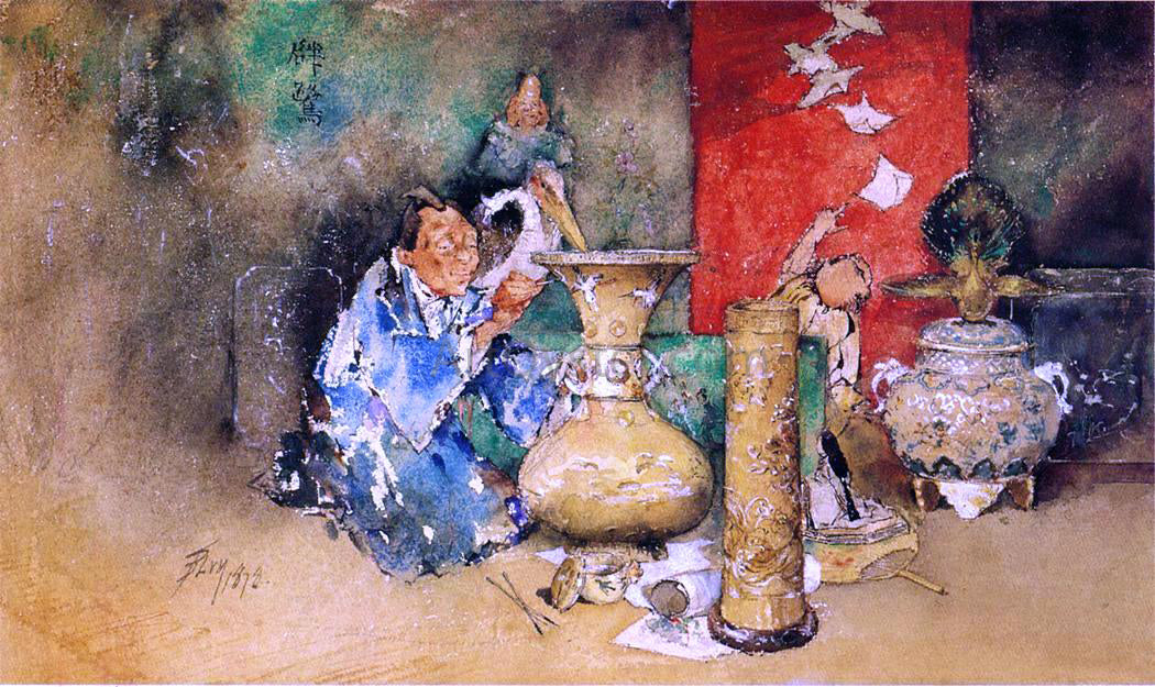 Robert Frederick Blum Cloisonne Maker - Hand Painted Oil Painting