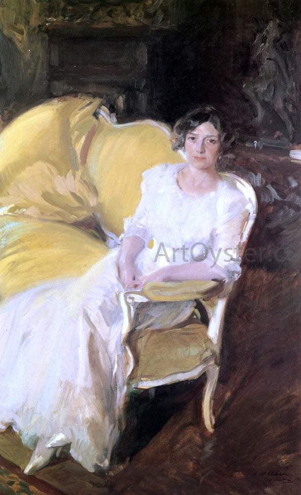 Joaquin Sorolla Y Bastida Clotilde Sitting on the Sofa - Hand Painted Oil Painting