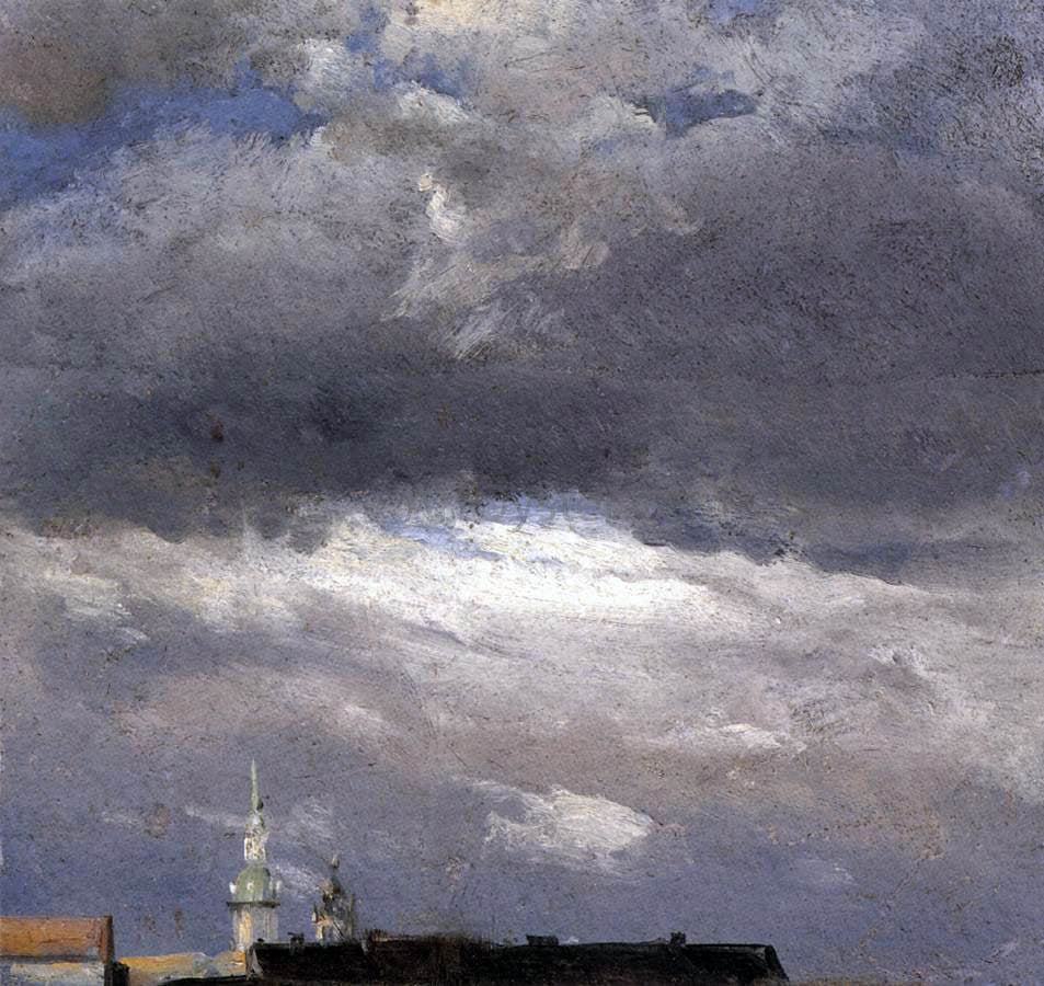  Johan Christian Claussen Dahl Cloud Study, Thunder Clouds over the Palace Tower at Dresden - Hand Painted Oil Painting