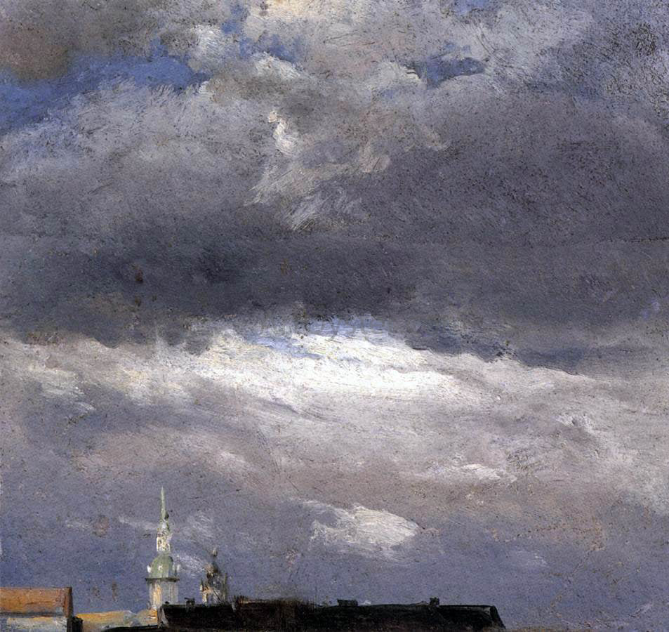 Johan Christian Claussen Dahl Cloud Study, Thunder Clouds over the Palace Tower at Dresden - Hand Painted Oil Painting