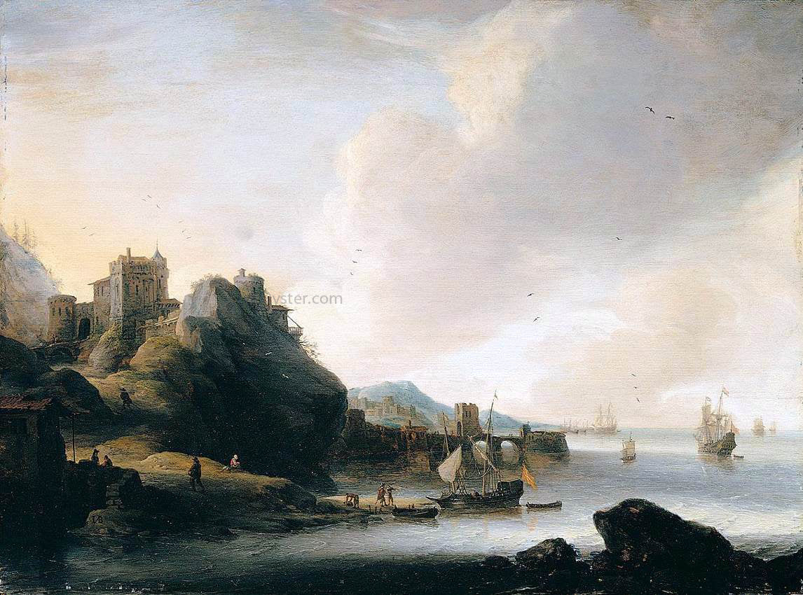 Jan Abrahamsz Beerstraten Coastal Landscape - Hand Painted Oil Painting