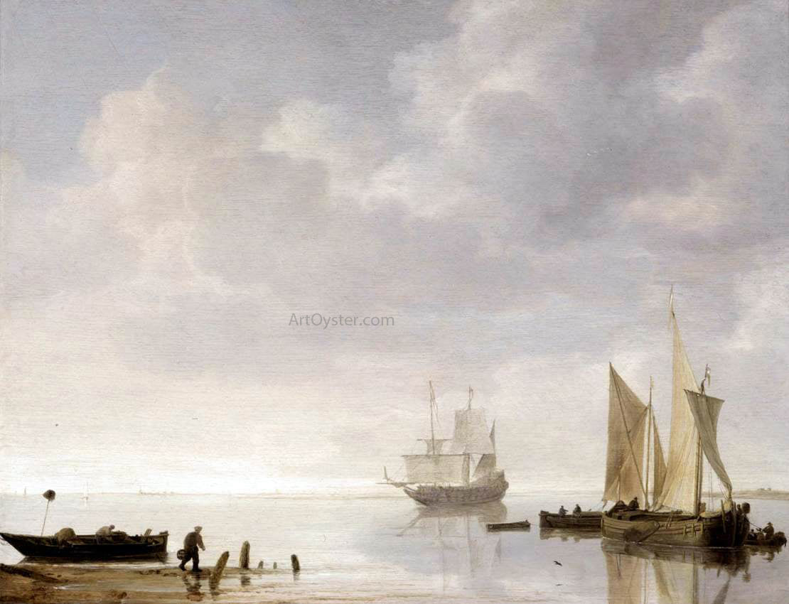 Simon De Vlieger Coastal Scene - Hand Painted Oil Painting