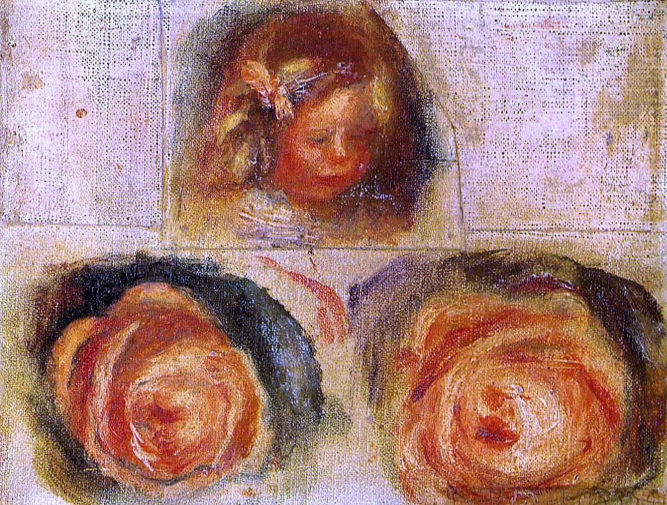 Pierre Auguste Renoir Coco and Roses (study) - Hand Painted Oil Painting