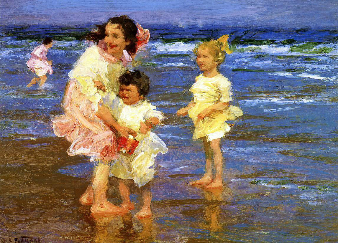 Edward Potthast Cold Feet - Hand Painted Oil Painting