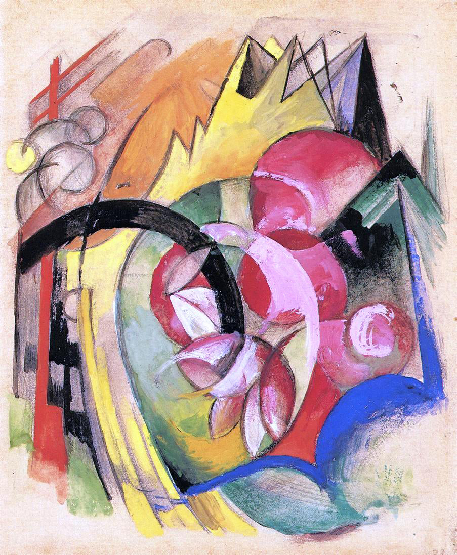 Franz Marc Coloful Flowers (also known as Abstract Forms) - Hand Painted Oil Painting